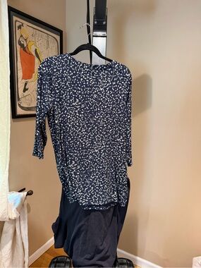J. Jill Navy and White Printed Long Sleeve Tee